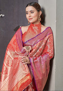 Kanchipuram Silk Jaal Rich Zari Woven Red Colour Saree