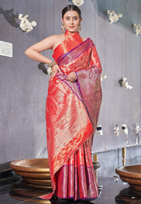Kanchipuram Silk Jaal Rich Zari Woven Red Colour Saree