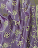 Sushmita – Lavender Katan Silk Saree with Golden Zari Floral Weaving
