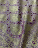 Sushmita – Lavender Katan Silk Saree with Golden Zari Floral Weaving