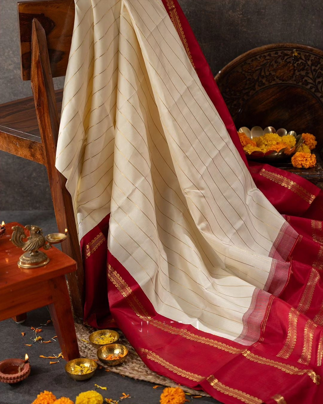 Off White Luxurious Soft Banarasi Silk Saree