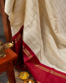 Off White Luxurious Soft Banarasi Silk Saree