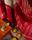 Off White Luxurious Soft Banarasi Silk Saree