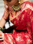 Bucolic Red Soft Silk Saree