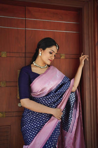 Cobalt Blue Banarasi Silk Saree