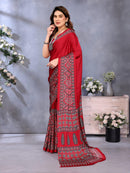 Red Bandhani Print Silk Saree with Patola Pallu Design