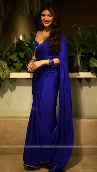 Royal Blue Georgette Saree with Sequin Border