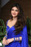 Royal Blue Georgette Saree with Sequin Border