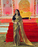 Metallic Gold Tissue Silk Saree with Leaf Border