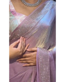 Pastel Pink Organza Saree with Diamond Sequin Border