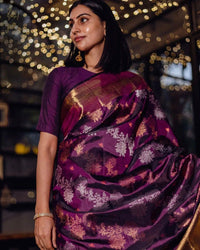 Purple Kanjivaram Silk Saree with Rich Zari Border