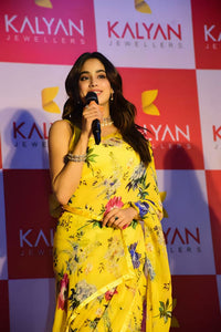 Sunlit Bloom Yellow Georgette Saree – Fresh, Flowing, Floral