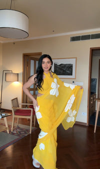 Sunbeam Bloom Georgette Saree in Yellow