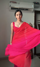 Rosara Pink Pure Georgette Saree