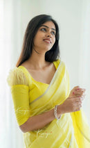 Maithili Yellow Sheer Organza Saree