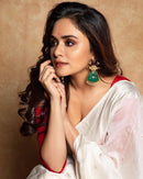 Elegant White Cotton Silk Saree with Light Zari Highlights