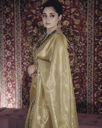 Pure Gold Tissue Silk Saree with Subtle Zari Finish