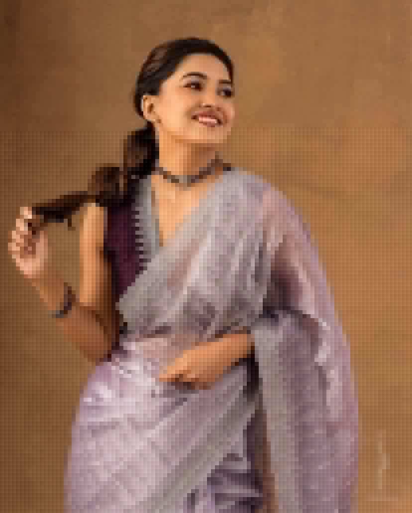 Dusty Lavender Designer Saree with Sequin Lines and Lace Border