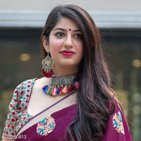 Wine Colour With Golden Patta Combition Soft Lichi Silk Saree Weaving