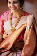 Valiba Beige Beautiful Rich Pallu And Jacquard Saree