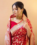 Devisha - Royal Blue Banarasi Silk Saree with Jacquard Golden Work