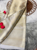 Janaki – Silver Tissue Silk Saree with Jacquard Weaving Elegance
