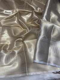 Janaki – Silver Tissue Silk Saree with Jacquard Weaving Elegance