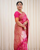 Rukmini – Dark Pink Soft Banarasi Silk Saree with Jacquard Weaving