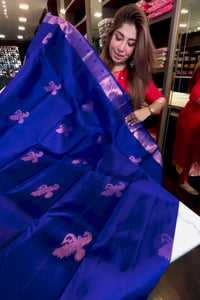Aastha - Royal Blue Soft Silk Saree with Jacquard Woven Motifs