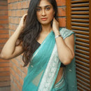 Samaira - Firozi Soft Silk Saree with Subtle Jacquard and Matching Blouse