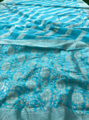 Valiba Beautiful Firozi Rich Pallu And Jacquard Saree