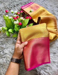 Revati – Golden Tissue Silk Saree with Zari Weaving Border