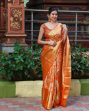 Shravya - Orange Soft Banarasi Silk Saree with Golden Jacquard Weaving