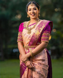 Maithili - Peach Soft Banarasi Silk Saree with Rich Jacquard Weave