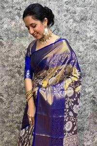 Ranjana - Royal Blue Kanjivaram Silk Saree with Jacquard Weaving