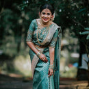 Rama Green Color Banarasi Soft Silk Saree