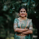 Rama Green Color Banarasi Soft Silk Saree
