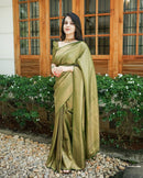 Light Green Banarsi Saree & Blouse Golden Zari Weaving