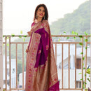Kanchipuram Royal Purple Soft Silk Banarasi Lichi Silk Saree