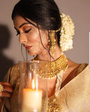 Lithg Yollew With Golden Broder Zari Soft Cotton Silk Finish Designer Saree