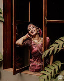Dark Red Wedding Wear Rasam Lichi silk saree