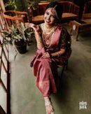 Dark Red Wedding Wear Rasam Lichi silk saree