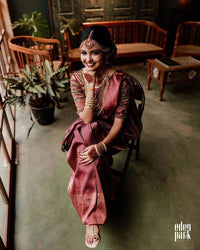Dark Red Wedding Wear Rasam Lichi silk saree