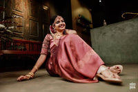 Dark Red Wedding Wear Rasam Lichi silk saree