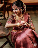 Dark Red Wedding Wear Rasam Lichi silk saree