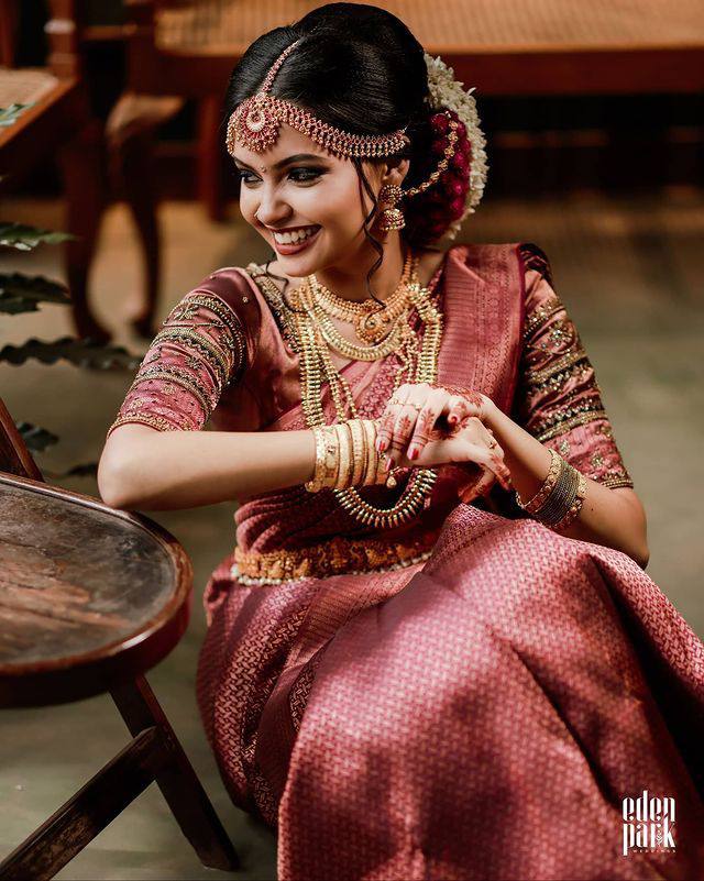 Dark Red Wedding Wear Rasam Lichi silk saree