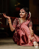Dark Red Wedding Wear Rasam Lichi silk saree