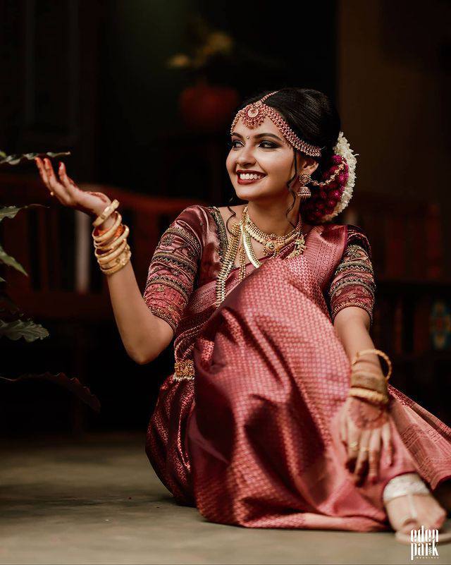 Dark Red Wedding Wear Rasam Lichi silk saree