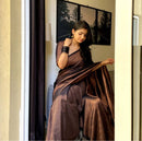 Dark Green Copper Zari Lichi silk Saree