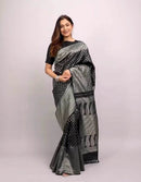 Black Woven Art Silk Saree